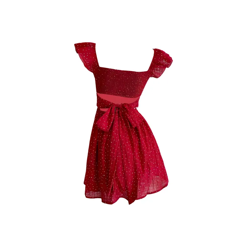 IQC Sleeveless Dresses Women's Backless Red Dress-1