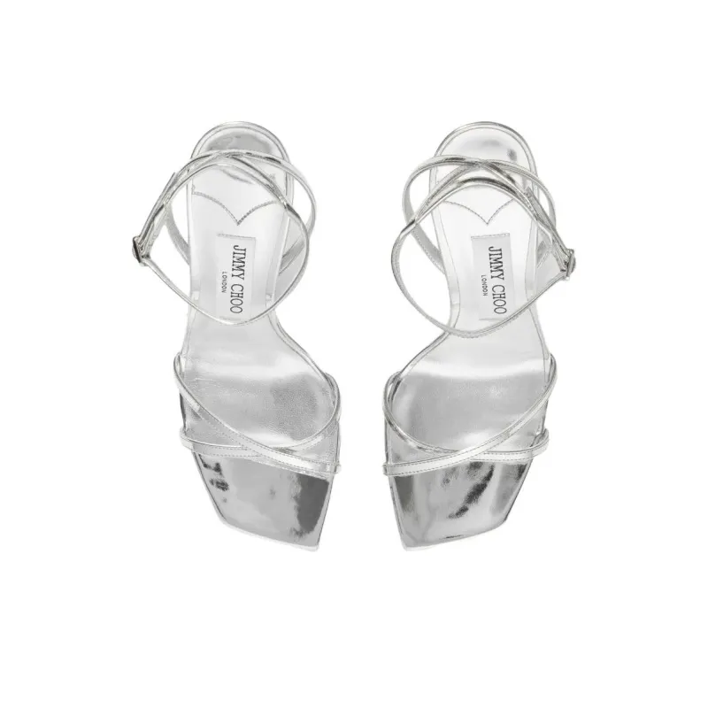 Jimmy Choo Metz One Strap Sandals 10cm Women's Silver-4
