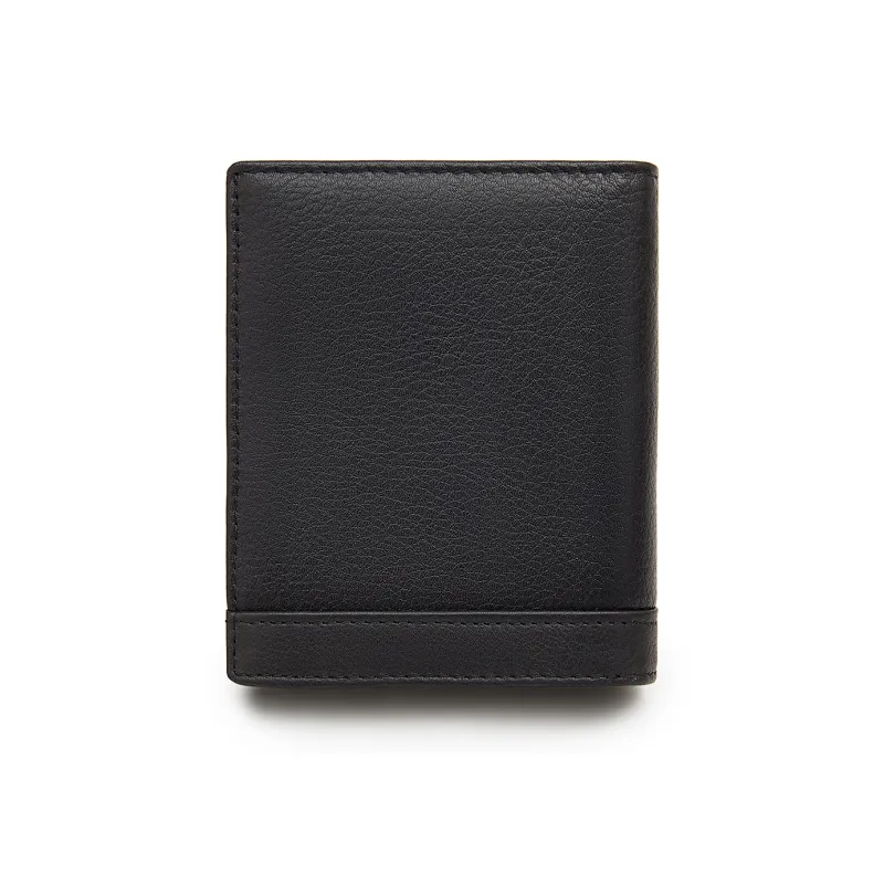 Old Man's Head Top Grain Cow Leather Wallet Men's Black-1