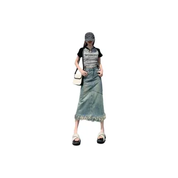 YINLEI Denim Long Skirt Women's