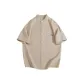 [Cotton Stand Collar]Light Khaki (with Geometric Red Beans Chest Logo)
