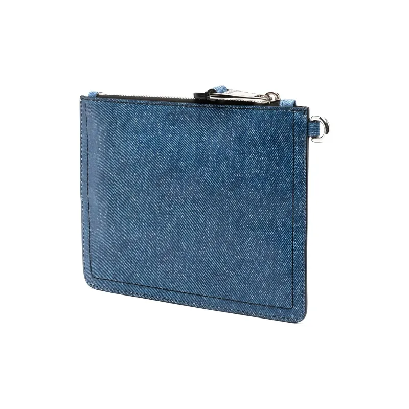 MOSCHINO Logo-lettering Denim Clutch Bag-1