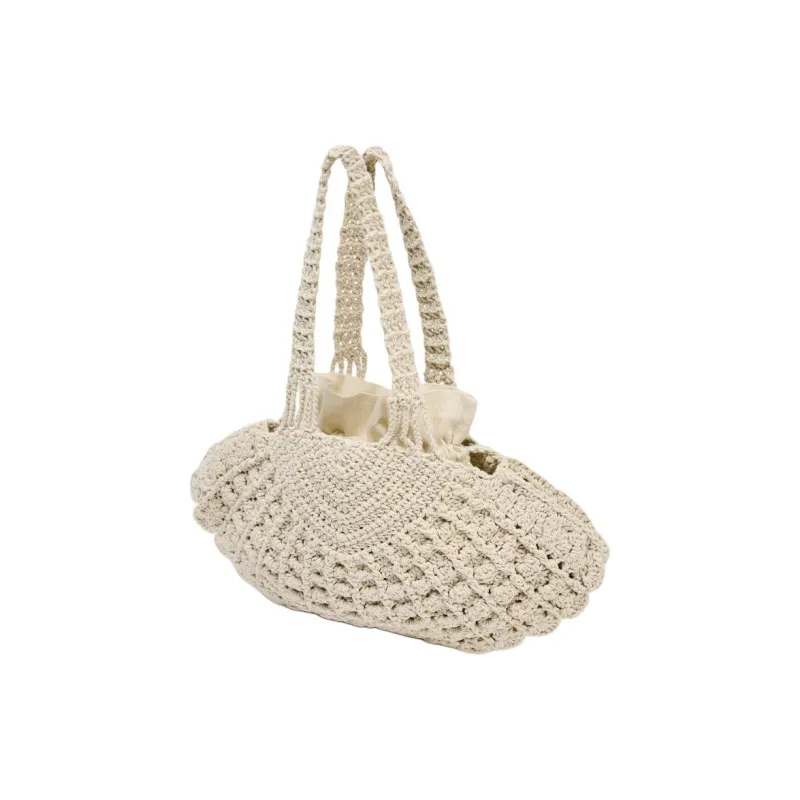 ZARA Cotton Handbag Women's Light Beige-1