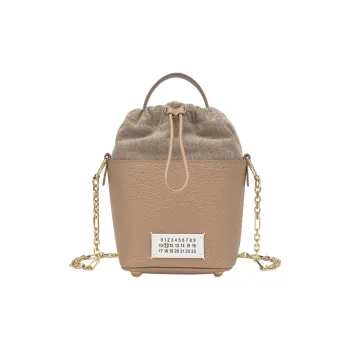 Maison Margiela 5AC Leather Bucket Bag, Shoulder Bag, Crossbody Bag, Handbag Trumpets Women's Beige