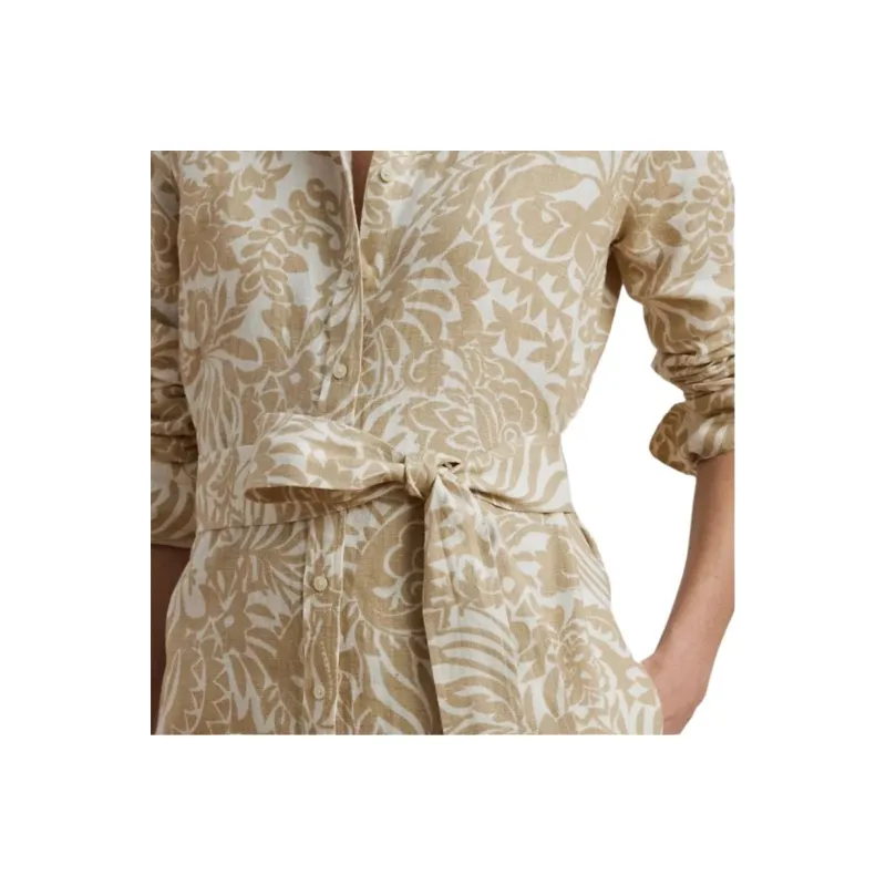 LAUREN RALPH LAUREN Long Sleeved Dress Women's Brown Yellow-2