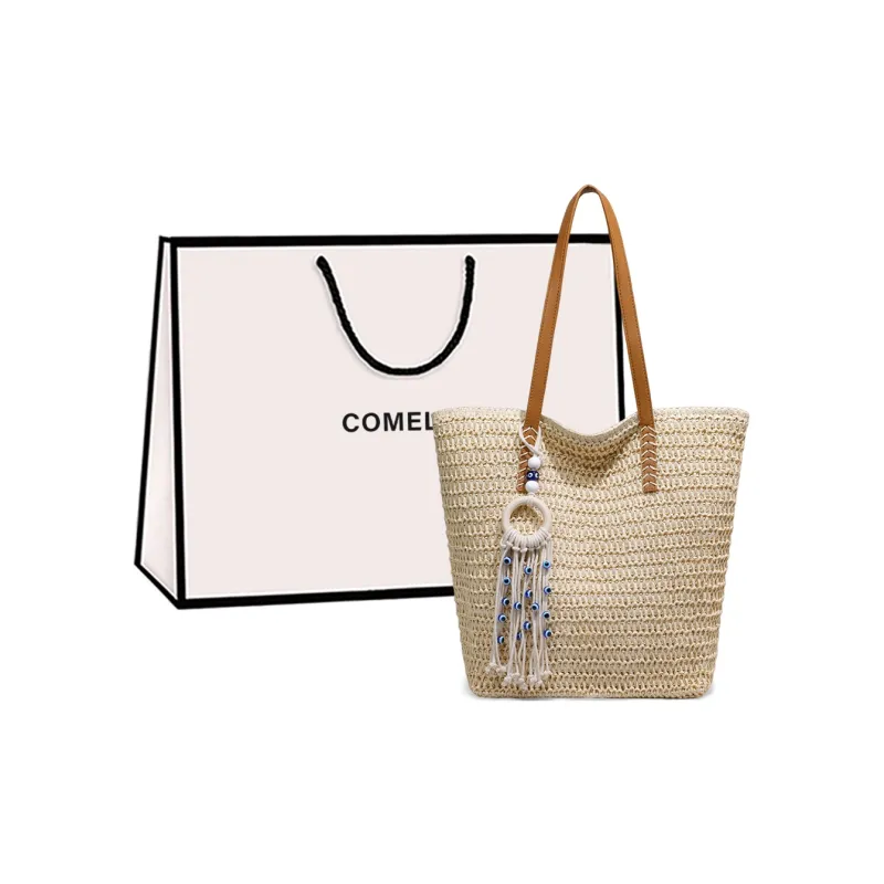 COMELY Fabric Tote Bag, Shopping Bag, Handbag, Shoulder Bag Women's Khaki-1