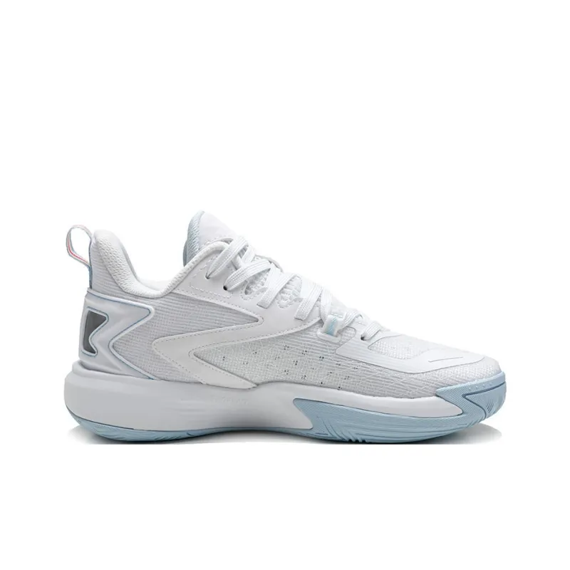 QIAODAN Slip Resistant Abrasion Resistant Shock Absorbers Low Top Basketball Shoes Men's White Blue-1
