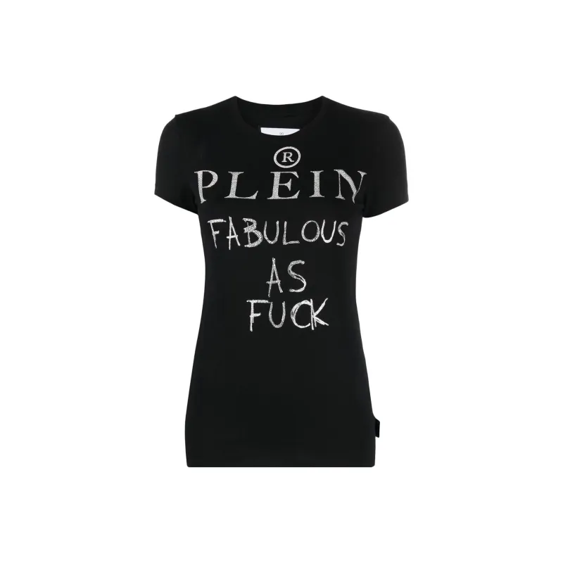 PHILIPP PLEIN Sexy Pure Rhinestone embellished T shirt-0