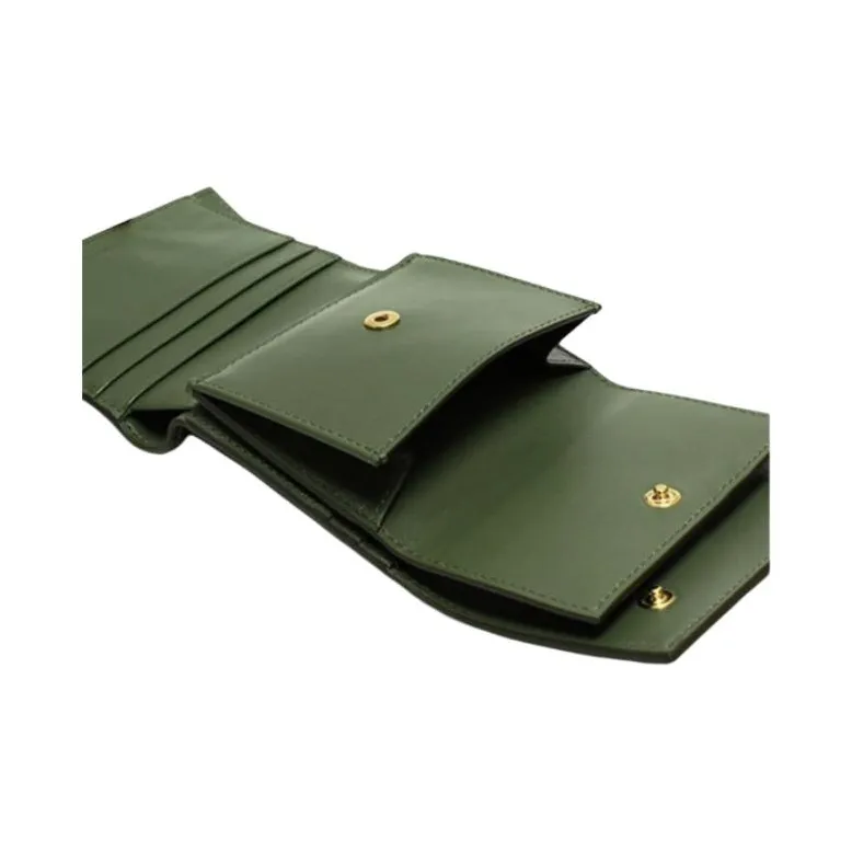 CELINE Essentials Series Grain Cow Leather Wallet Trumpets Women's Vintage Green-4