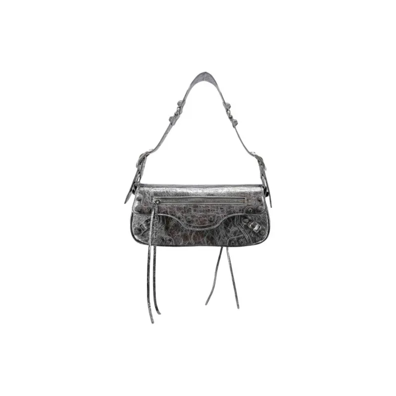 Balenciaga Calfskin Shoulder Bag Women's Silver-0