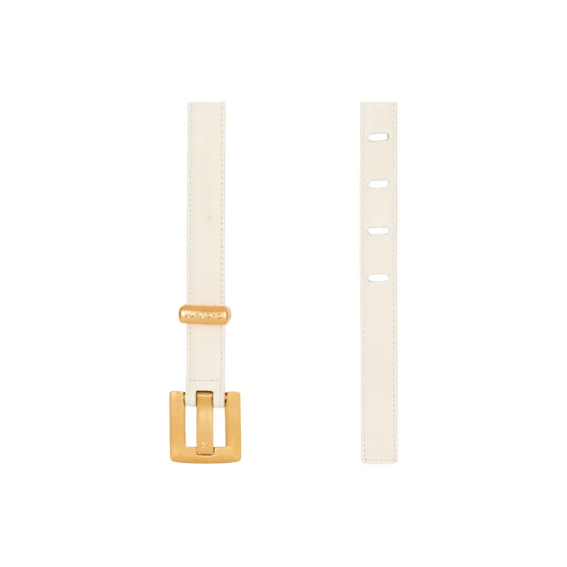 BALMAIN Calfskin Leather Belts Women's Beige 2CM-2