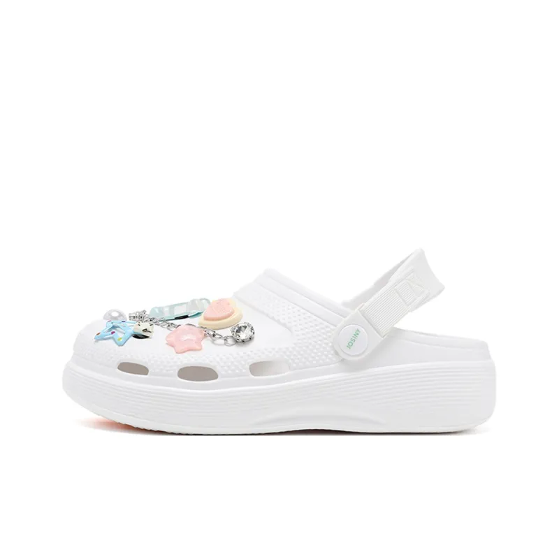 JOSINY Summer Petite Platform Height Increasing 5.4cm Outerwear Trendy Fashion Lazy Slip on Clogs Women's Ecru-0