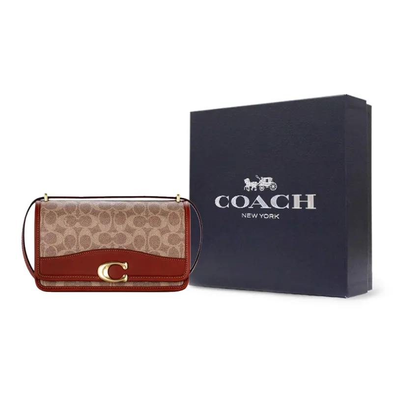 COACH PVC Crossbody Bag Shoulder Bag Medium Size Women's Red Brown-8