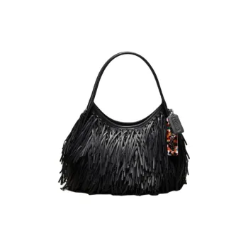 COACH Ergo Leather Handbag Medium Size Women's Black