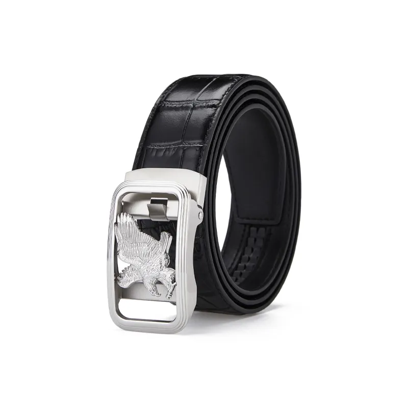Jeccieziio Cow Top Grain Leather Belts Men's Gold, Silver Width 3.5CM-10