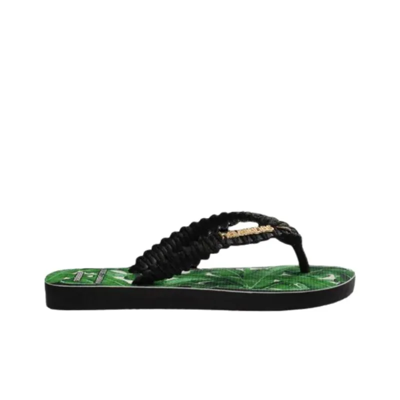 Dolce&Gabbana x Havaianas Abrasion Resistant Flip Flops Women's Black Green-1