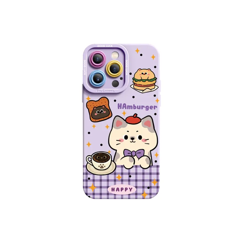 I Create My Art Delicious Hamburger Cat Phone Cases Compatibility IPhone16/15/14/13/12/11-6