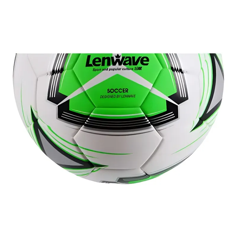 LENWAVE Size 5 Soccer PU Machine Stitched Soccer Ball Unisex Green White-2