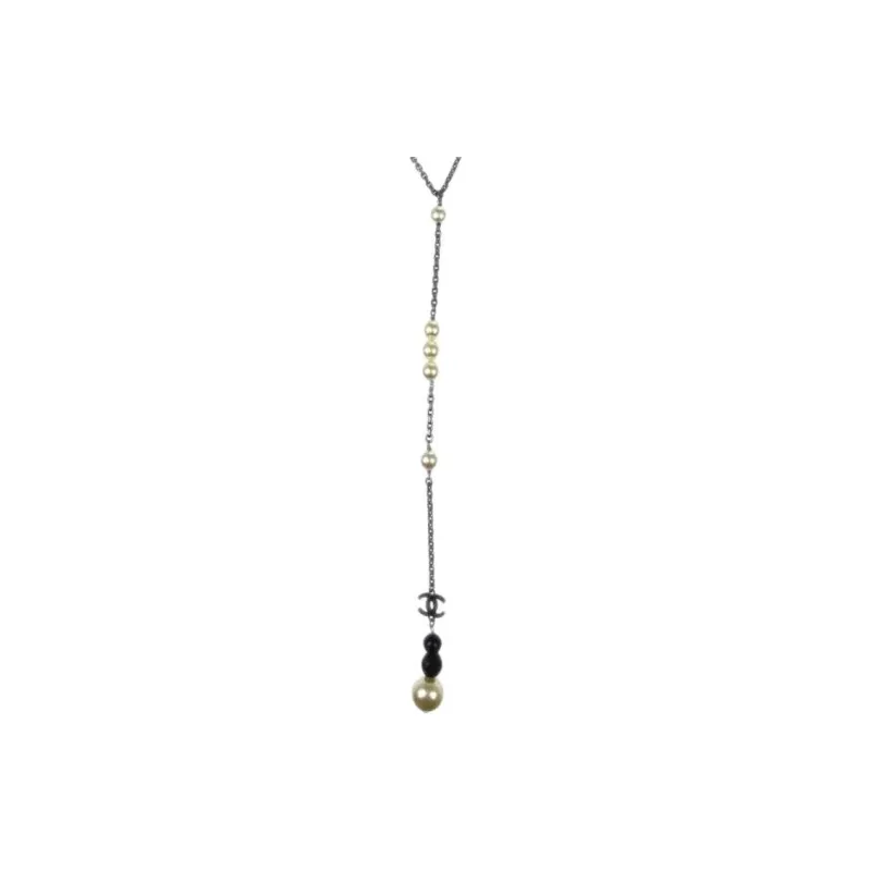 CHANEL 2005 Faux pearl Chain Necklace-1