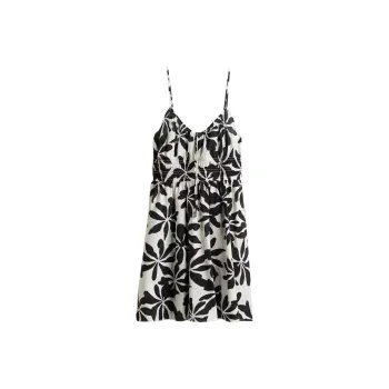 H&M Slip Dresses Women's White/Black Floral Pattern