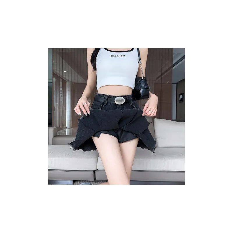 YINLEI Denim Short Skirts Women's-3
