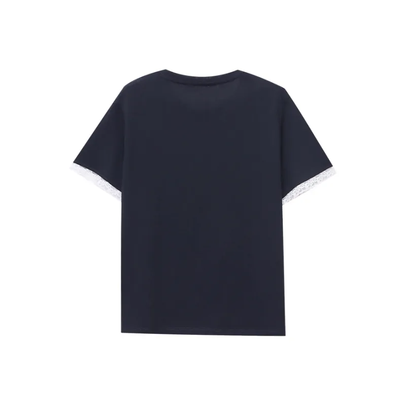 CHARM PICK T Shirts Women's Navy Blue-1