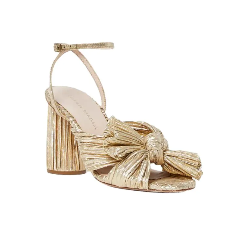 Loeffler Randall Camellia One Strap Sandals 8.8cm Women's Gold-2