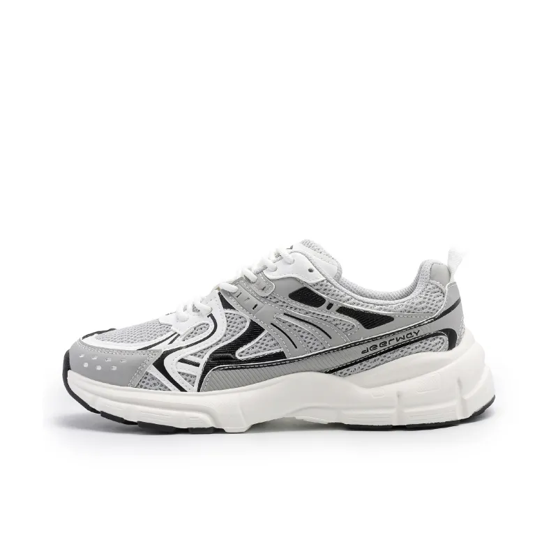 DEERWAY Cushioning Rebound Height Increasing Lightweight Slip Resistant Low Top Casual Shoes Men's Gray Black White-0