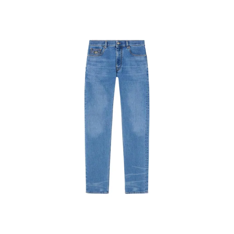 VERSACE Logo Patch Denim Jeans-0