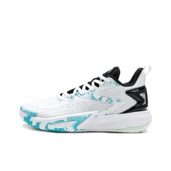QIAODAN Anti Slip Wear Resistant Low Top Basketball Shoes Men's White Black Blue