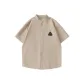 [Hemp Fabric Stand-Up Collar]Light Khaki (Hb Geometric Embroidered Chest Logo)