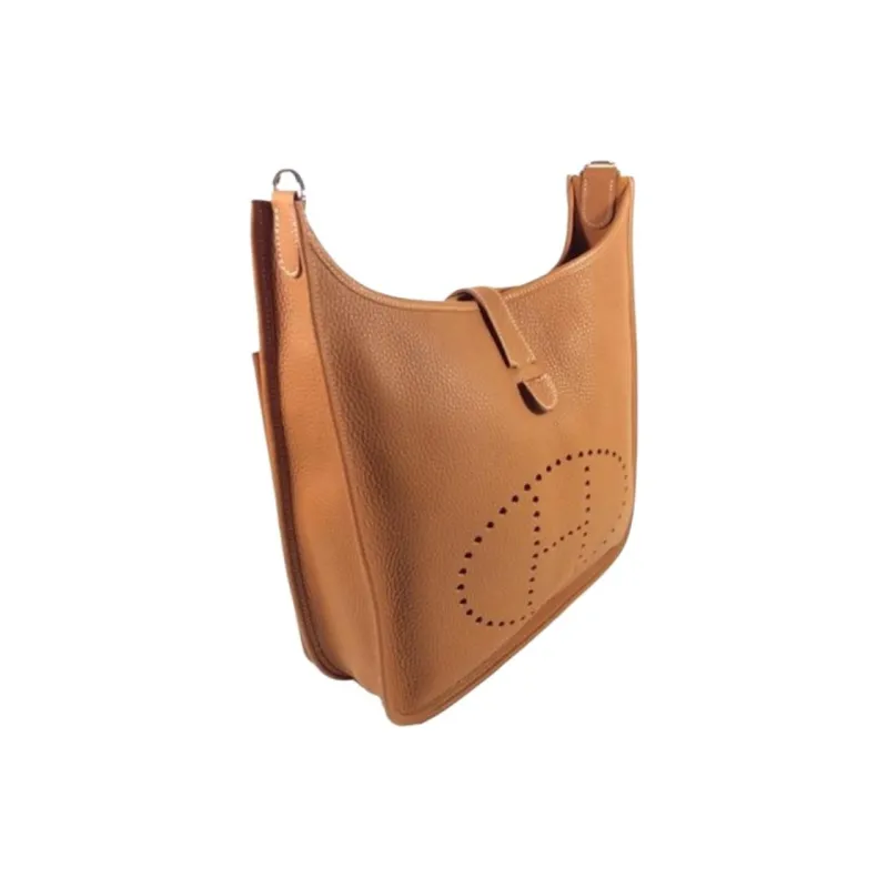 HERMES Evelyne Leather Shoulder Bag Women's 37Gold Gold Brown-1