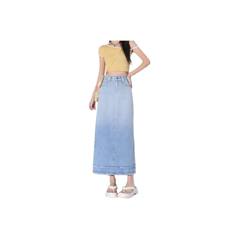 YINLEI Denim Long Skirt Women's-0