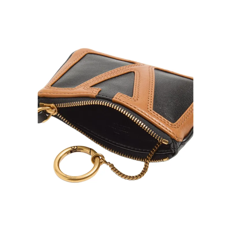 Valentino GARAVANI Nappa Leather Coin Purse Women's Brown & Black-3