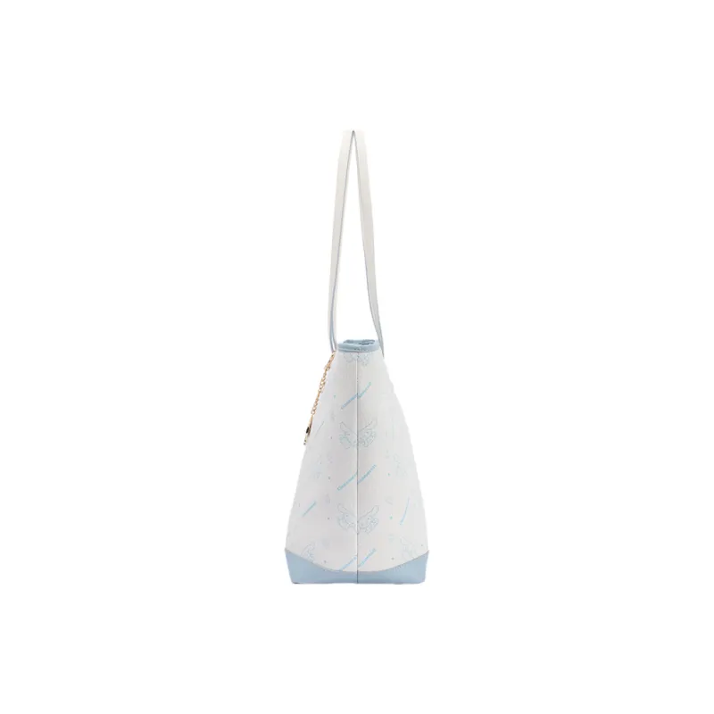 MESUCA Synthetic Leather Tote Bag, Shopping Bag, Shoulder Bag Women's Blue White-2