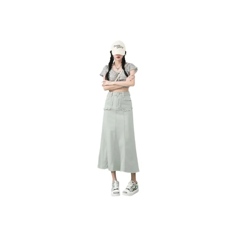 YINLEI Denim Long Skirt Women's-0