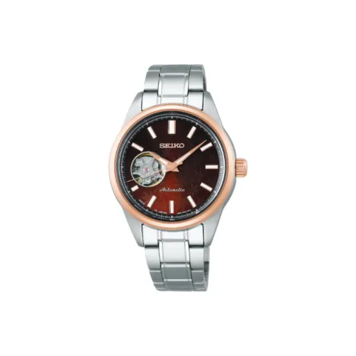 SEIKO SELECTION Automatic Mechanical Movement Stainless Steel Strap Watch 34.2mm Women's Watch Coffee Watch Dial