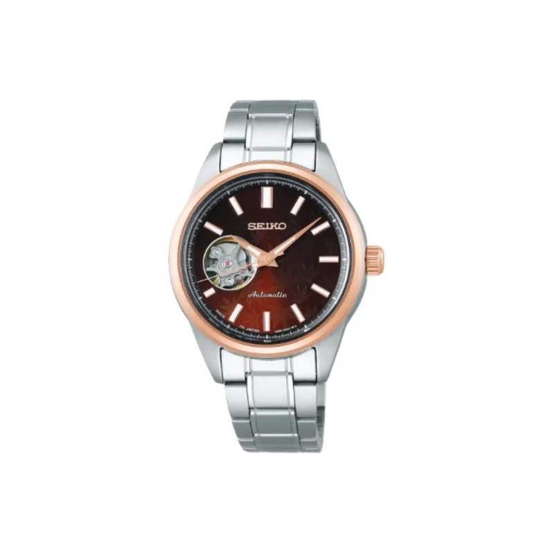 SEIKO SELECTION Automatic Mechanical Movement Stainless Steel Strap Watch 34.2mm Women's Watch Coffee Watch Dial-0