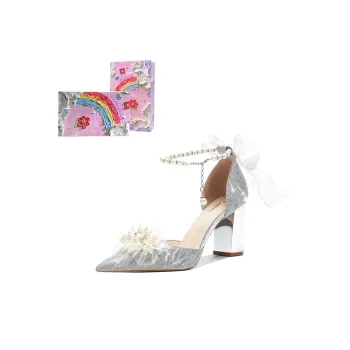 Crelinkxlat Chunky Heel High Heels Women's Silver