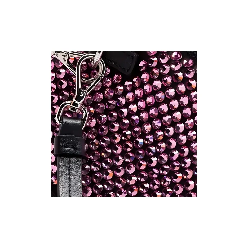 PRADA Crystal Satin Panel Handbag Shoulder Bag Crossbody Bag Mini Unisex Pink-3