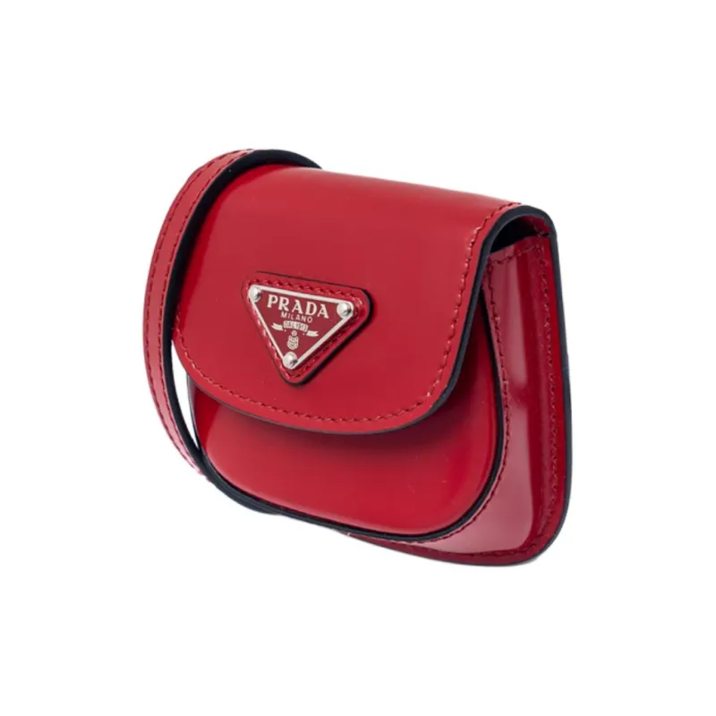 PRADA Cow Leather Earphone Case Women's Red-1