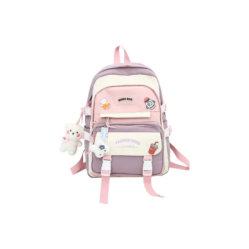 Wolfhorse Nylon Backpack Regular Unisex Black/Purple/Pink/Blue-13