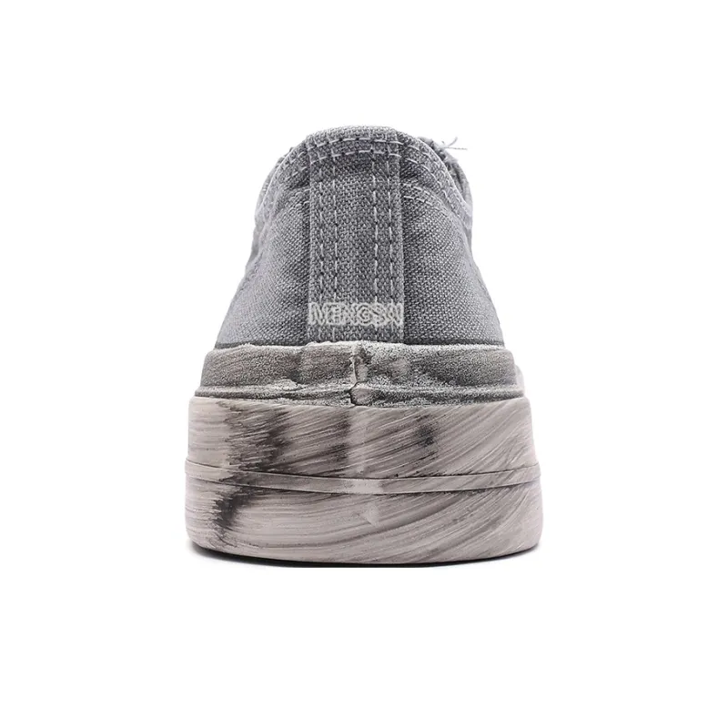 Mengsai Abrasion Resistant Slip Resistant Low Top Canvas Shoes Unisex Concrete Gray-4