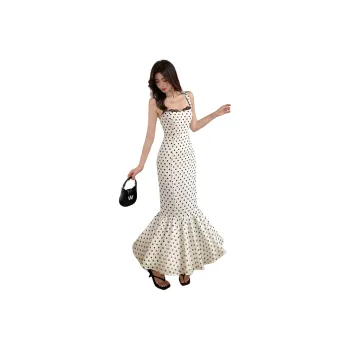 Mu Xiao Xin Slip Dresses Women's White Polka Dot
