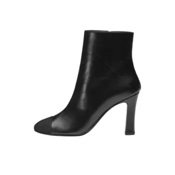 CHANEL 25P Spring Summer Ankle Boots 9cm Women's Black
