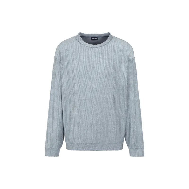 GIORGIO ARMANI Crew neck Sweatshirt In Chevron Silk And Cotton-0
