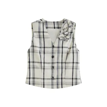 FANSILANEN Shirts Women's Beige Gray Plaid