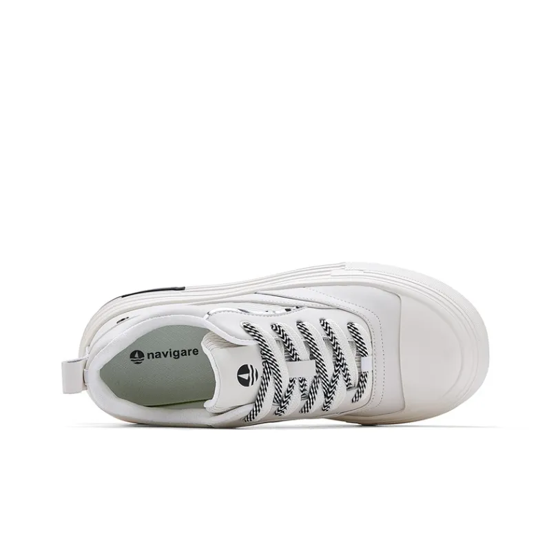NAVIGARE Anti Slip Wear Resistant Low Top Skateboard Shoes Men's White-2