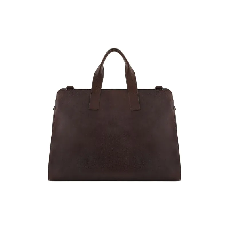 EMPORIO ARMANI Cow Leather Tote Bag, Shopping Bag, Crossbody Bag, Handbag Extra Large Men's Brown-2