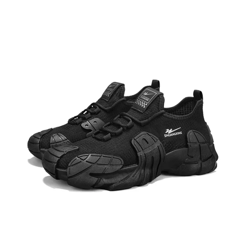 Binary Breathable Low Top Chunky Sneakers Men's Black-5